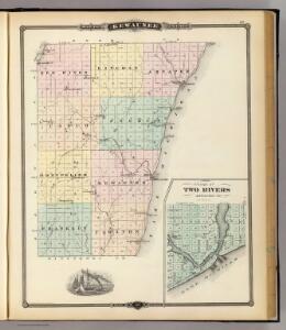 Map of Kewaunee County, State of Wisconsin and Two Rivers.