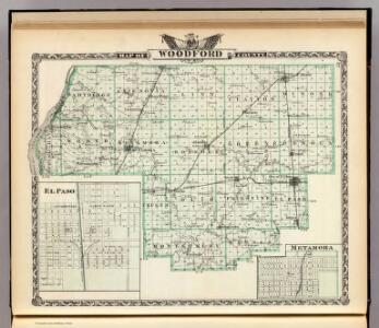 Map of Woodford County, El Paso and Metamora.
