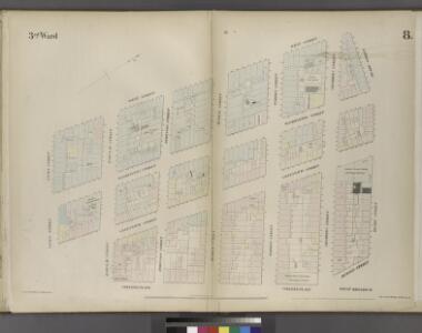 Plate 8: Map bounded by West Street, Reade Street, Hudson Street, College Place, Barclay Street, Greenwich Street, Vessey Street.