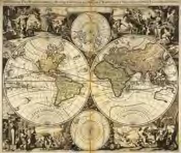 Mappe-monde geo-hydrographique, ou description generale du globe terrestre et aquatique en deux-plans-hemispheres