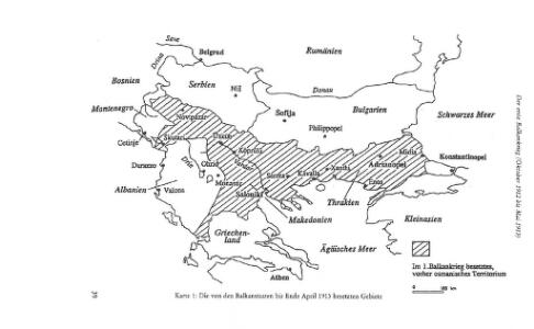 Die von den Balkanstaaten bis Ende April 1913 besetzten Gebiete