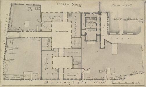 Drawn Plan of the Property of Blackwell Hall, now the Bankrupcy Courts, King Street, Guildhall