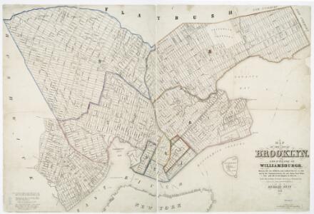 Map of the city of Brooklyn, and village of Williamsburg : showing the size of blocks and width of streets as laid out by the Commissioners, the old farm lines, water line, and all recent changes in streets / laid down from accurate surveys & documen