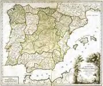 Carte des royaumes d'Espagne et de Portugal dans laquelle sont tracées les routes des postes