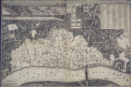 An exact Surveigh of the Streets, Lanes, and Churches contained within the ruines of the City of London, first described in six plats
