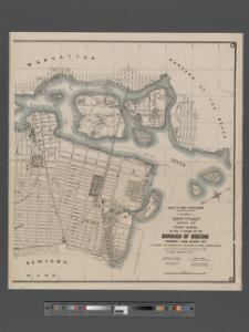 Map and plan showing the street system in the 1st ward of the borough of Queens, formerly Long Island City.