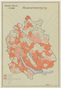 Kanton Zürich: Bestehende und projektierte Kanalisationen und Abwasserreinigungsanlagen, Zustand Frühjahr 1946; Übersichtskarte