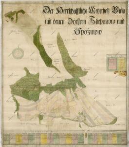 Mapa vrchnostenského dvora v Bělé a vsí Štěpánov a Zbožnov