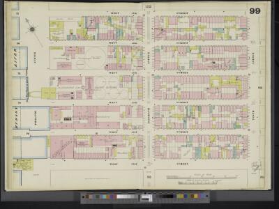 Manhattan, V. 5, Double Page Plate No. 99 [Map bounded by W. 47th St., 10th Ave., W. 42nd St., Hudson River]