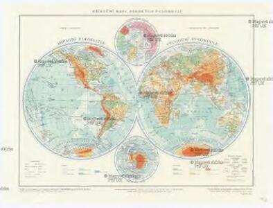 Příruční mapa zemských polokoulí