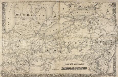 Railroad & Express Map of the Middle States