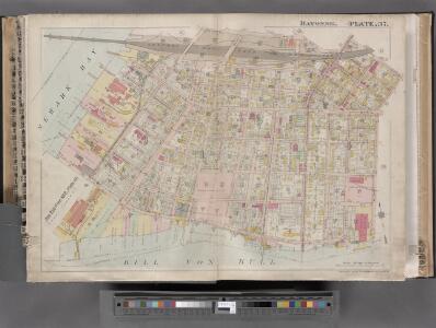 Jersey City, V. 1, Double Page Plate No. 37 [Map bounded by North St., Hobart Ave., Kill Von Kull, Newark Bay] / compiled under the direction of and published by G.M. Hopkins Co.