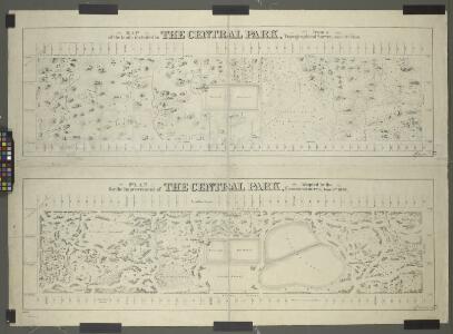 Map of the lands included in the Central Park, from a topographical survey, June 17th, 1856; [Also:] Plan for the improvement of the Central Park, adopted by the Commissioners, June 3rd, 1856.