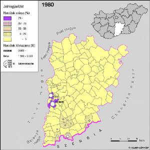 A horvátok aránya és száma Bács-Kiskun megyében 1980-ban