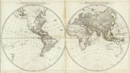 Hemisphere Occidental ou du Nouveau Monde. Hemisphere Oriental ou de l'Ancien Monde.