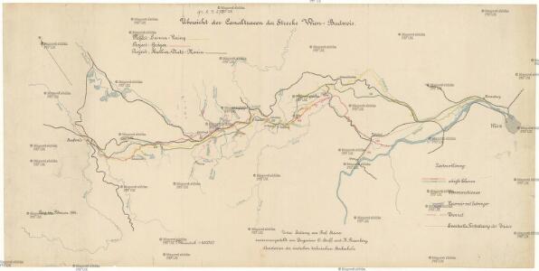 Übersicht der Canaltracen der Strecke Wien-Budweis