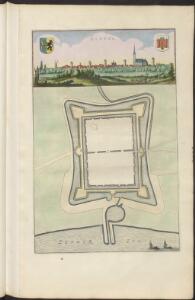 [Top] ELBVRG : [view]; [bottom] [Fortification plan of Elburg].