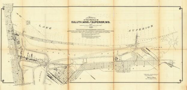 Map of the harbor at Duluth, Minn., and Superior, Wis. progress sheet no. 1 : dredging district N21 and easterly portion of district N22