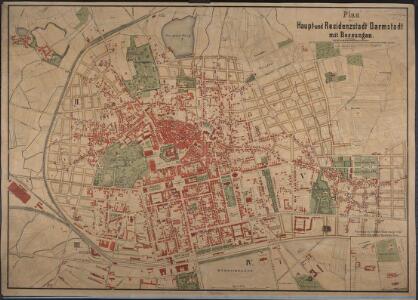 Plan der Haupt- und Residenzstadt Darmstadt mit Bessungen