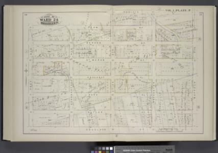 Vol. 1. Plate, P. [Map bound by Dean St., Pacific St., Buffalo Ave., Douglass St., Troy Ave.; Including Bergen St., St. Marks St., Prospect Pl., Park Pl., Butler St., Schenectady Ave., Utica Ave., Rochester Ave.]