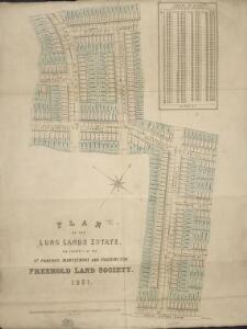 Plan of the Long Lands Estate, the property of the St. Pancras, Marylebone and Paddington Freehold Land Society.