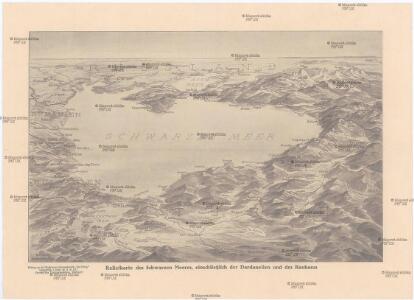 Reliefkarte des Schwarzen Meeres, einschließlich der Dardanellen und der Kaukasus