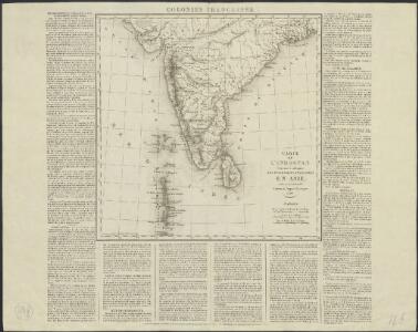 Carte de l'Indostan servant à indiquer les possessions françaises en Asie