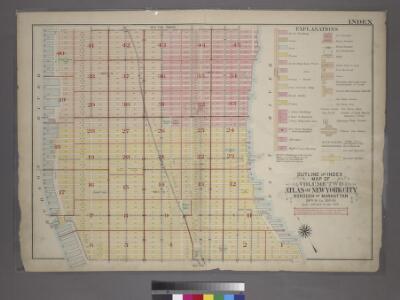 Outline and Index Map of Volume Two, Atlas of New York City, Borough of Manhattan. 14th Street to 59th Street.