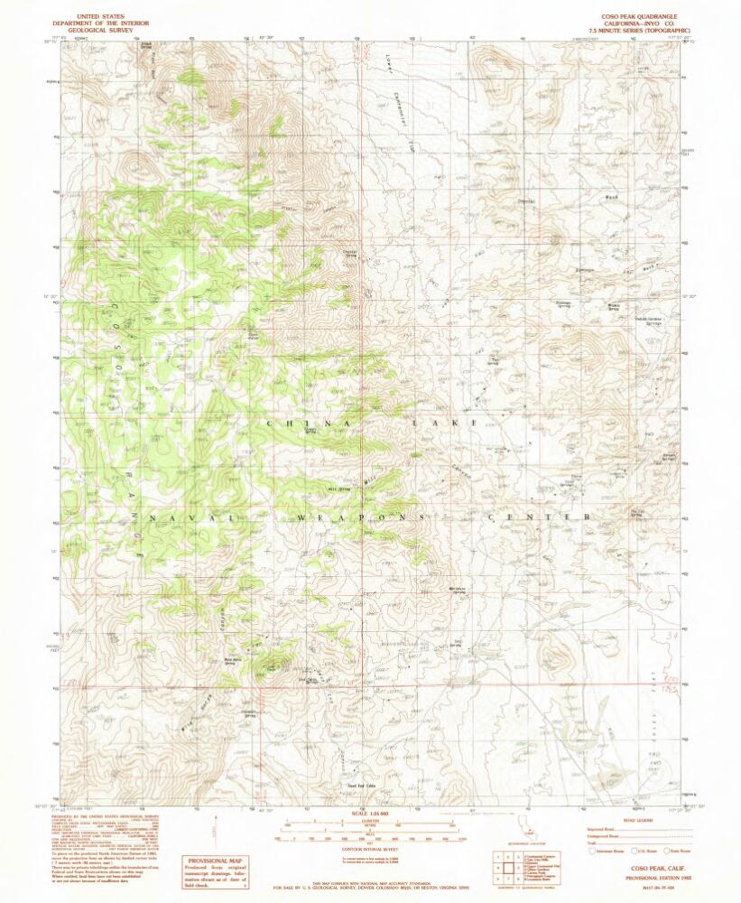 1951 Topographic Map Coso Peak California Naval Reservation N3600-W11730/15 