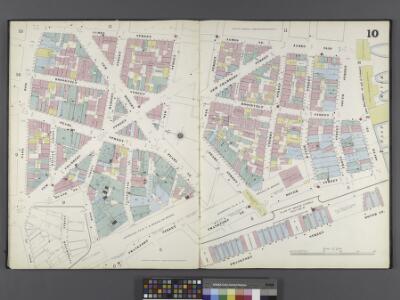 Manhattan, V. 1, Double Page Plate No. 10 [Map bounded by James St., South St., Dover St., Frankfort St., Rose St., Park Row]