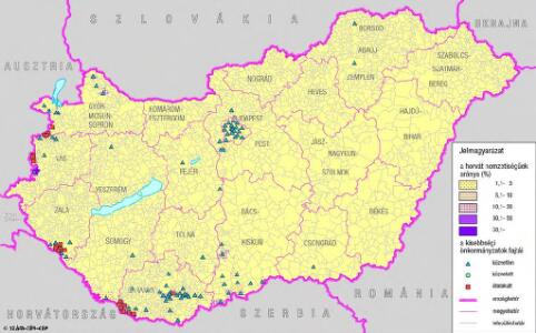 A horvátok száma és aránya Magyarország területén (2001) és kisebbségi önkormányzataik (2004)
