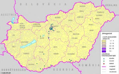 A szerbek száma és aránya Magyarország területén (2001) és kisebbségi önkormányzataik (2004)