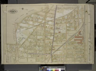Queens, Vol. 1, Double Page Plate No. 5; Sub Plan;    [Map bounded by Division Ave.; Including Market St., Church St., Richmond Hill   St., Drive, Walnut St.];Part of ward 4, Jamaica; [Map bounded by Newtown Road,   Whitepot Road, Cottage Ave., Richmo