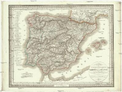Carte des routes de postes et itinéraires d'Espagne et de Portugal