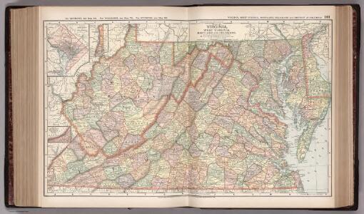 Map of Virginia, West Virginia, Maryland and Delaware. 101