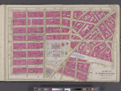 Manhattan, V. 4, Double Page Plate No. 5 [Map bounded by Worth St., New Bowery, Pearl St., Cold St., Beekman St., Barclay St., College Place, West Broadway]