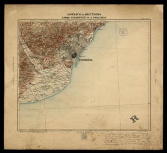 Carta geografica de la provincia 1:100 000: fulla no 15 / Diputació de Barcelona; Direcció de O.P. Provincials Jacinto Mumbrú, enginyer en C.C. i P.; dt. A. Ciurana; gt. V. Turell