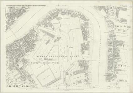 London (First Editions c1850s) XLVI (includes: Bermondsey; Poplar Borough) - 25 Inch Map