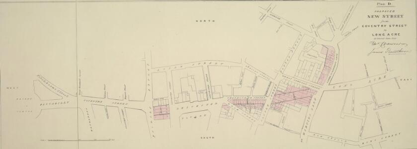 Plan D. PROPOSED NEW STREET from COVENTRY STREET to LONG ACRE. As Revised June 1840.
