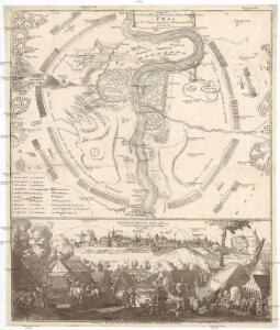 Verbesserter Grundriß der königl. bohmischen Haupt Stadt Prag mit der königl. ungarschen Belagerung und Attaquen A 1742
