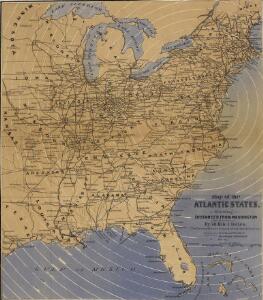 Map of the Atlantic States, showing 50 mile distances from Washington