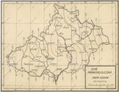 Čechy, mapa isogon pro epochu 1925.5, Zěmě Moravsko - Slezská, mapa Isogon