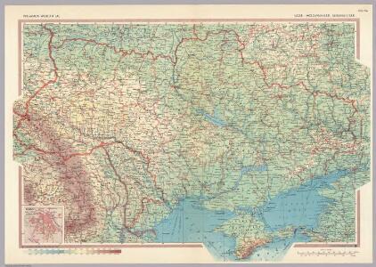 U.S.S.R. - Moldvian, Ukrainian S.S.R.  Pergamon World Atlas.