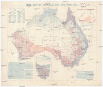 Rain map of Australia for the year 1909