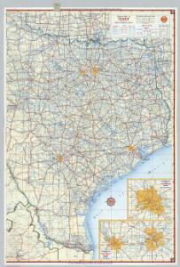 Shell Highway Map of Texas (eastern portion).