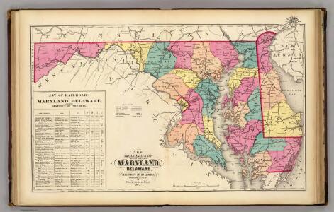 New railroad map of the states of Maryland, Delaware, & District of Columbia.