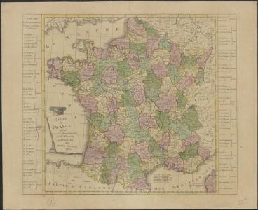 Carte de France divisée en ses 85 departements et 550 districts