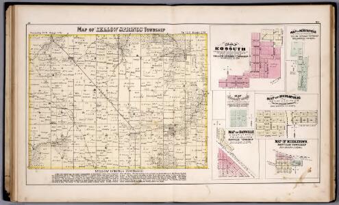 Yellow Springs Township, Des Moines County, Iowa.  Kossuth.  Northfield.  Pleasant Grove.  Danville.  Mediapolis.  Middletown.