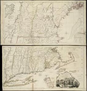 A map of the most inhabited part of New England containing the provinces of Massachusets Bay and New Hampshire with the colonies of Connecticut and Rhode Island divided into counties and townships the w[h]ole composed from actual surveys ...