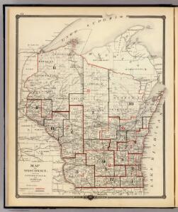 Map of Wisconsin showing congressional and judicial districts.